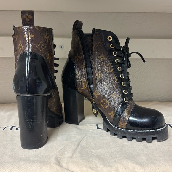 Louis Vuitton Black and Brown Heeled Boots - Picture 4 of 6